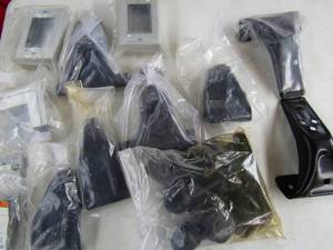lot 104 image: Large lot of various size and types of brackets, and face plates all new