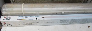 lot 132 image: Ulitech LED light bulbs NIB, LED light fixture for work shop or shed