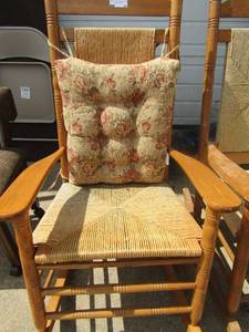 lot 10 image: Cracker Barrel High back Wicker style rocker in great condition