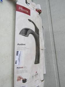 lot 168 image: Pfister bronze push button sink faucet NIB Box is damaged but not product