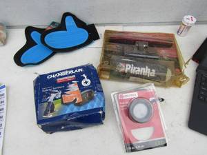 lot 176 image: Peterson LED towing light NIP, LED puck light NIB, Chamberlin craftsman safety sensor NIB