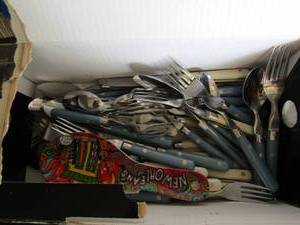 lot 231 image: box of silverware spoonsforks and knives