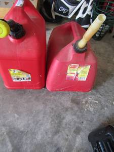 lot 237 image: qty 2 red 5 gallon gas cans