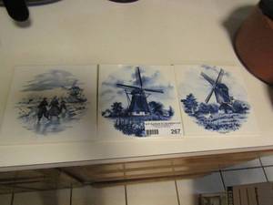 lot 267 image: 3 6x6 tile art pieces by mosa Holland qty 3