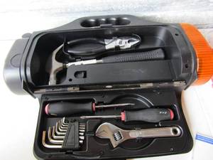 lot 298 image: Flash light tool kit new, includes plyers, hammer, screw driver set and more
