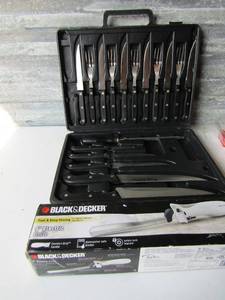 lot 300 image: Black & Decker 9 electric knife NIB- Set of Royal cuisine silverware set in case missing 1 fork qty of pieces 17