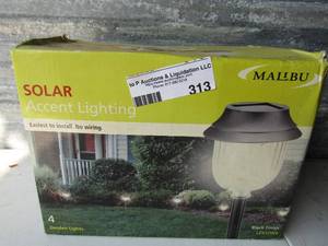 lot 313 image: Solar Malibu garden lights set of 4 NIB