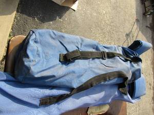 lot 317 image: 3 blue fold up outdoor camping chairs in a  bag