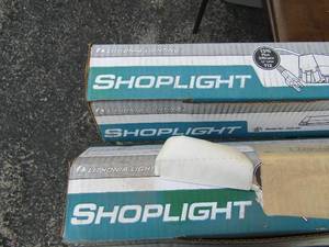 lot 328 image: 2 NIB shop lights electric both require T8 Lamps