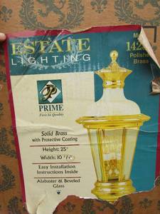 lot 369 image: Estate lighting Prime fixture model 1425-2 brass finish protective coating NIB
