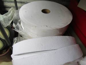 lot 379 image: Rolls of white cotton work cloth, qty 5 most new 1 used a little