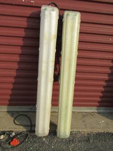 lot 403 image: work shop halogen hanging lights unknown working condition qty 2