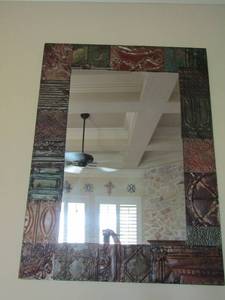 lot 29 image: WALL MIRROR ART FRAMED IN METAL FRAME BEAUTIFUL ART 47X35