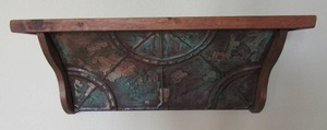lot 28 image: WALL SHELF DECORATIVE METAL FRONT WITH WOODEN TOP FOR HOME DCOR  12X30X8