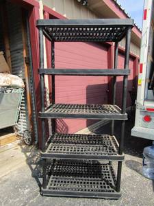 lot 34 image: 5 tier black plastic shelf, sturdy, 733524