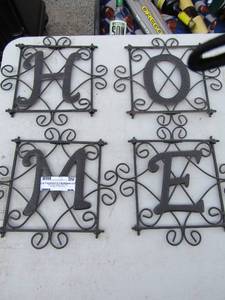 lot 50 image: Metal wall art spells out HOME qty 4 pieces to the word