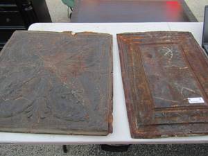 lot 9 image: Vintage Tin TILES   art for wall dcor qty 2- 1 is 2419 -- 2nd is 2424   qty 2
