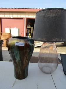 lot 16 image: Multi color glossy vase 14 12 tall