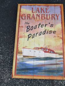 lot 56 image: Lake Granbury Boaters Paradice wooden art 3220