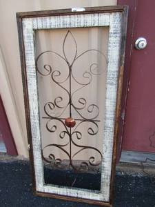 lot 58 image: Framed metal art with wood frame 4823