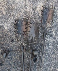 lot 66 image: 3 metal tiki torch stands, bottles to hold fluid not included