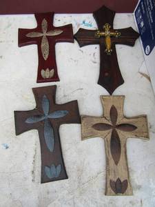 lot 77 image: Wooden wall crosses 96 very beautiful art  QTY 4