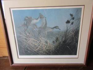 lot 102 image: DUCKS UNLIMITED ART BY WYATT SCOTTISH POND- PINTAILS   SIGNED, - 28 X 33