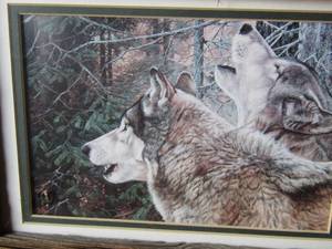 lot 104 image: WOLVES - Wooden frame  art, unknown artist-- 1915 12