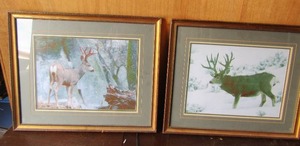 lot 120 image: 1721 12 Deer Buck wall art qty 2 very beautiful unknown artist.