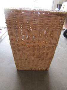 lot 145 image: Blonde wicker laundry hamper