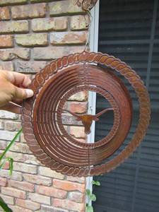 lot 893 image: 3d metal wind chime with Texas long horn and angel