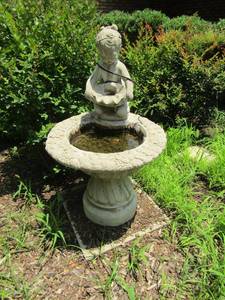 lot 919 image: FOUNTAIN W Girl outdoor bird bath with pump, pump works 2 piece