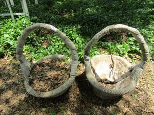 lot 957 image: 2 handled basket pot planters made of concrete