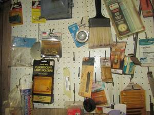 lot 965 image: misc.. Lot of books,  battery cables, paint brushes &  more
