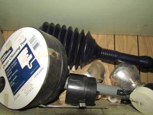lot 995 image: drain clearing tool, plunger, toilet tank tool and more