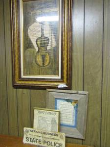 lot 1054 image: violin framed photo- framed music sheet, 3719