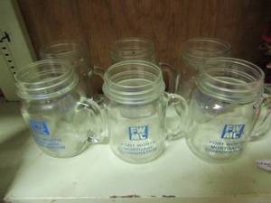 lot 1098 image: 6 handled mason jar cups, dollies,