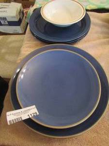 lot 1129 image: Gibson dishes 2 dinner plates, 3 saladdessert plates, colorstone bowl, 3 Nancy Calhoun dinner plates