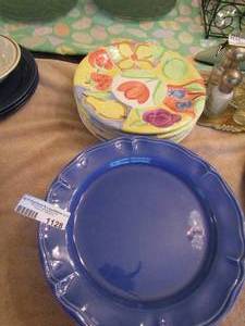 lot 1128 image: Bella dinner plates hand painted fruitflower design qty 6, 7 varies dinner plates most have small chips