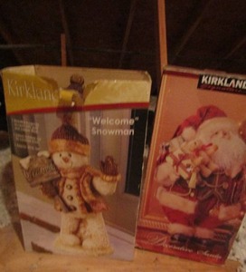 lot 1210 image: KIRKLANDS dcor Santa, & welcome snowman both in original boxes