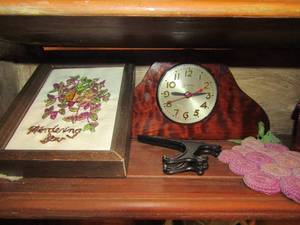 lot 1237 image: home dcor lot includes table clock, god bless our home prayer box, plate holder and more