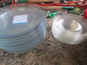 lot 1318 image: clear glass dinner plates qty 20 , clear glass saucers qty 9