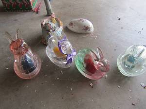 lot 1328 image: Easter bunny eggs covered with eggs inside qty 4- 1 bunny wagon
