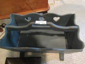 lot 1151 image: magazine rack has hearts on the sides 10x12x20, padded stool