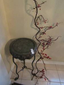 lot 1123 image: cherry vine, 20 in metal corner table