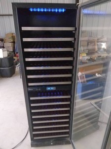 lot 1 image: BIG MONEY ITEM Danby Silohette Dual Zone Temperature Controlled 129 Bottle Wine FridgeCooler  Works  Few dents and dings
