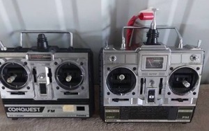 lot 16 image: 2 Stick Type RC Transmitters--Unknown working condition--Conquest is parts only