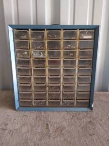 lot 204 image: 45 Drawer Hardware Organizer with Contents