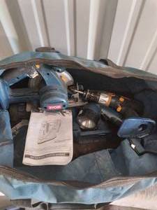 lot 220 image: Bag of Ryobi Power Tools--No batteries or chargers