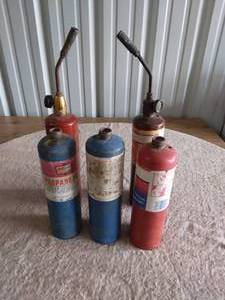 lot 225 image: Propane Torches and Bottles--None are full